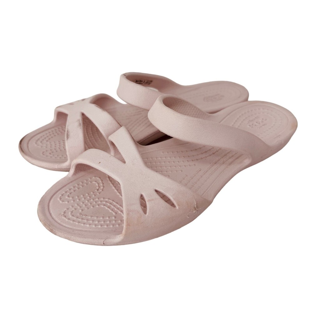 Crocs Meleen Twist Womens 4 Sandals Light Pink Strappy Slides 202492